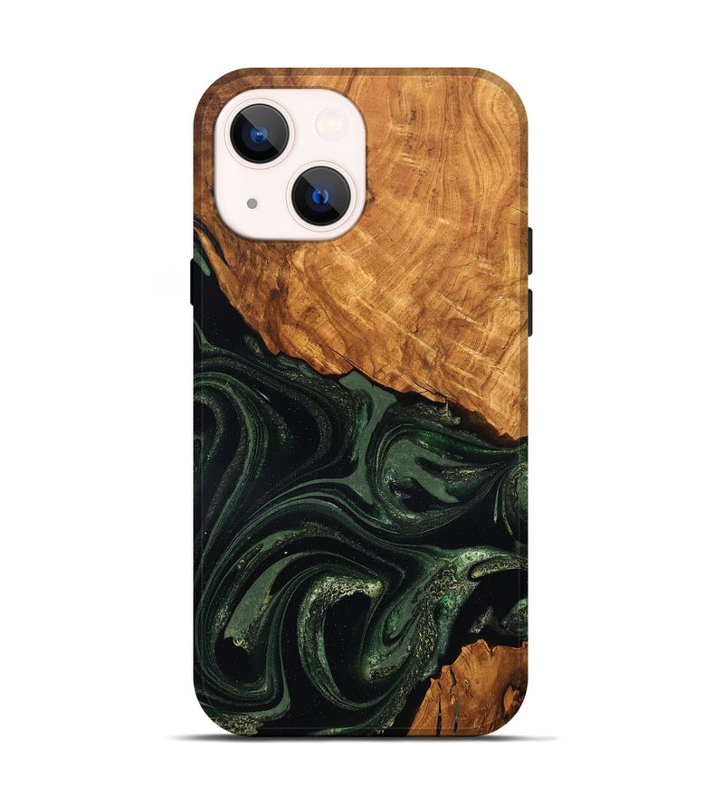 iPhone 14 Wood Live Edge Phone Case - Velvet (Green, 824310)