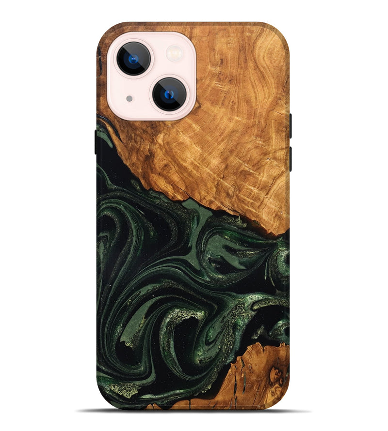 iPhone 14 Plus Wood Live Edge Phone Case - Velvet (Green, 824310)