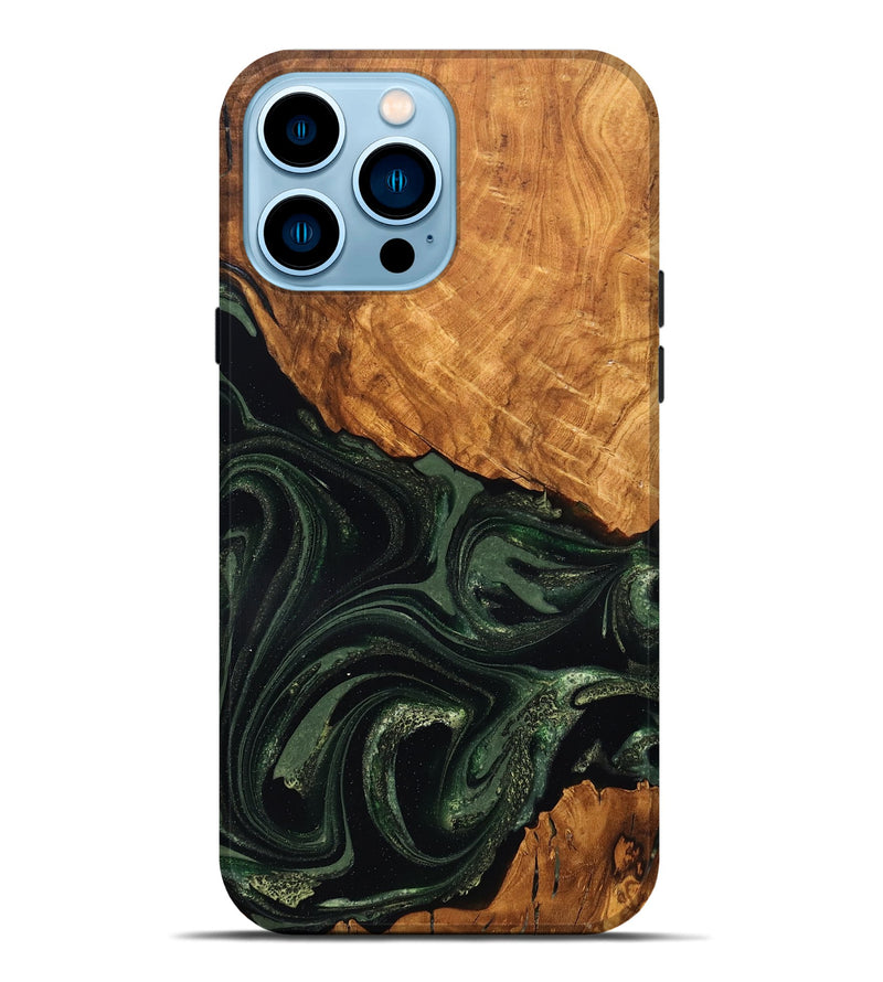 iPhone 14 Pro Max Wood Live Edge Phone Case - Velvet (Green, 824310)