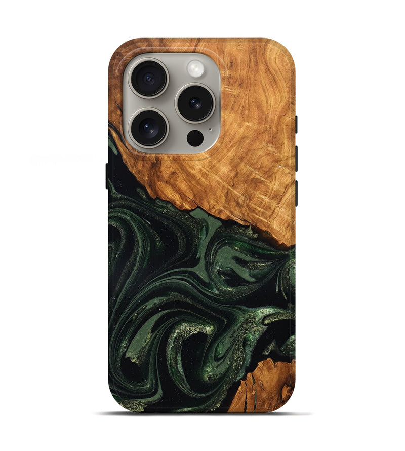 iPhone 16 Pro Wood Live Edge Phone Case - Velvet (Green, 824310)