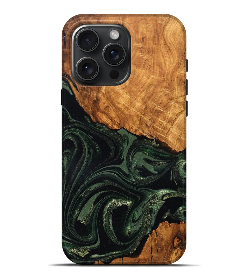 iPhone 16 Pro Max Wood Live Edge Phone Case - Velvet (Green, 824310)