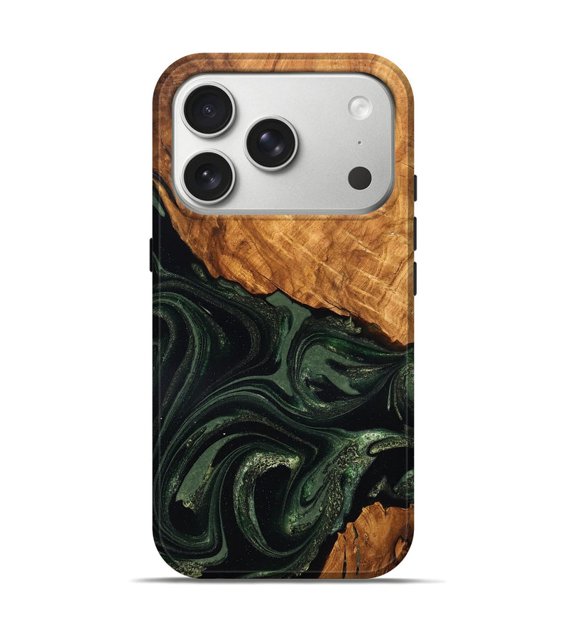 iPhone 17 Pro Wood Live Edge Phone Case - Velvet (Green, 824310)