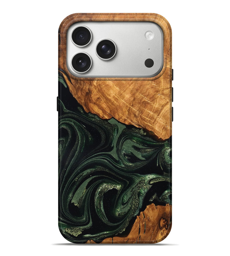 iPhone 17 Pro Max Wood Live Edge Phone Case - Velvet (Green, 824310)