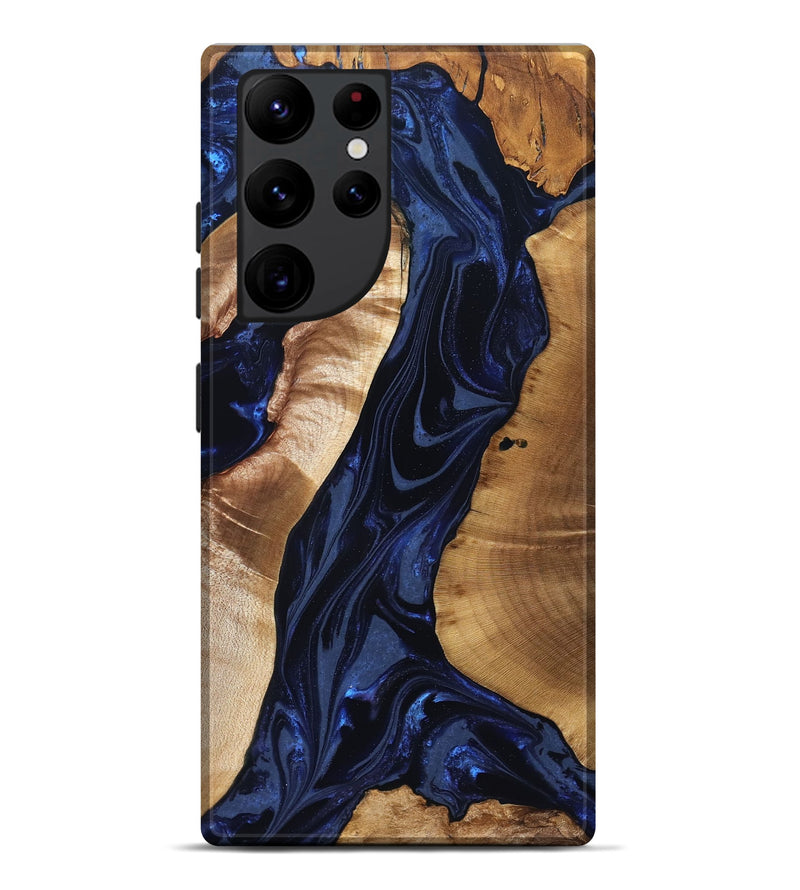 Galaxy S22 Ultra Wood Live Edge Phone Case - Evelin (Blue, 824311)