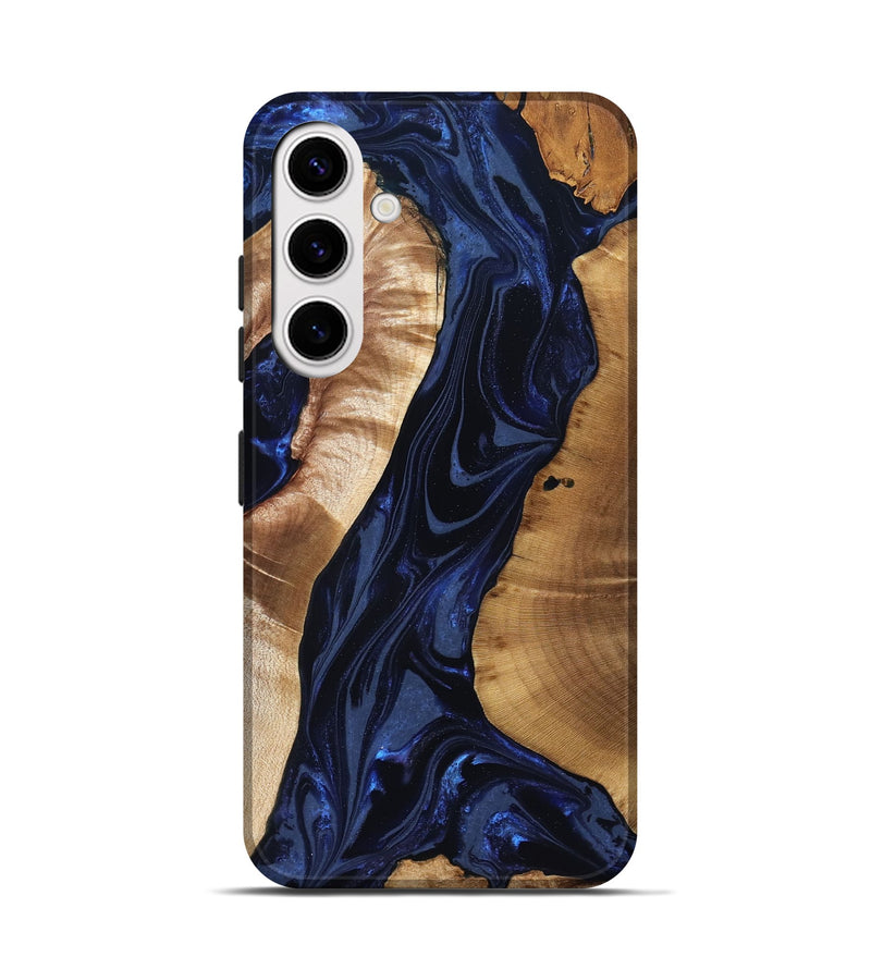 Galaxy S25 Wood Live Edge Phone Case - Evelin (Blue, 824311)