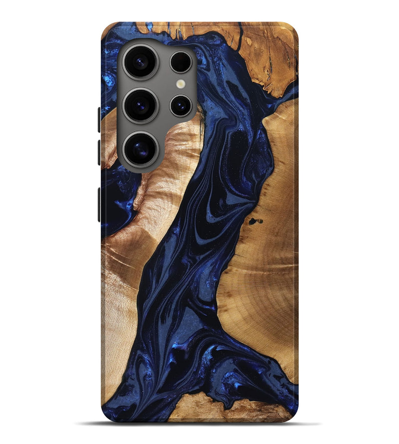 Galaxy S25 Ultra Wood Live Edge Phone Case - Evelin (Blue, 824311)
