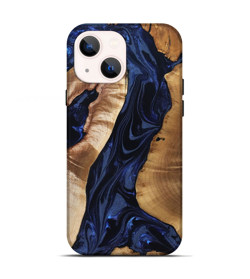 iPhone 13 Wood Live Edge Phone Case - Evelin (Blue, 824311)
