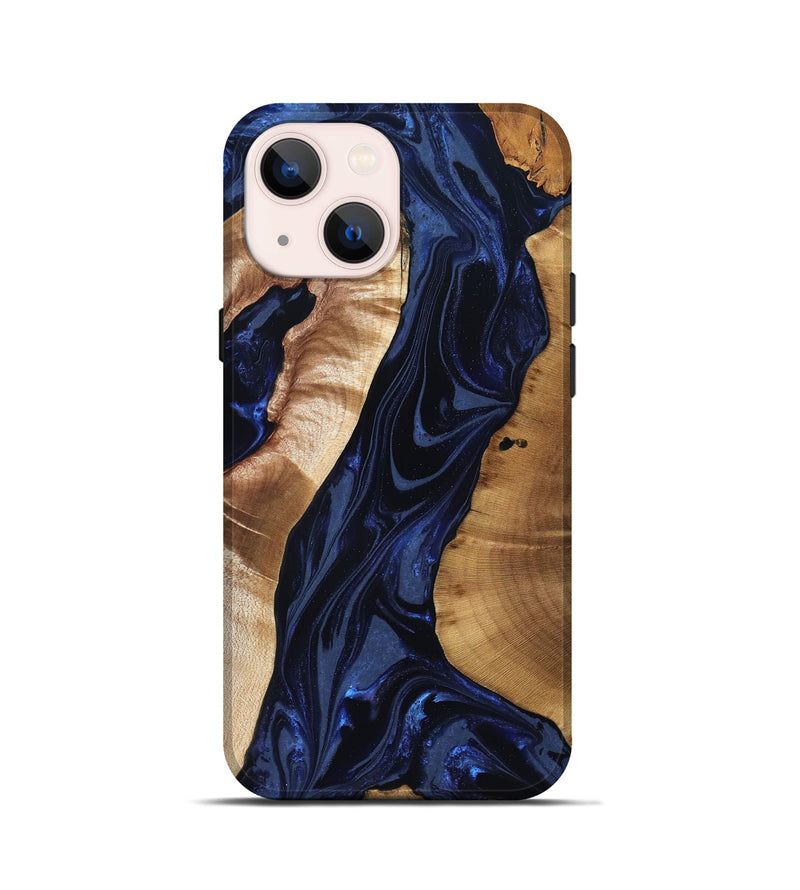 iPhone 13 mini Wood Live Edge Phone Case - Evelin (Blue, 824311)