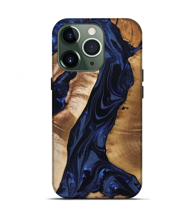 iPhone 13 Pro Wood Live Edge Phone Case - Evelin (Blue, 824311)