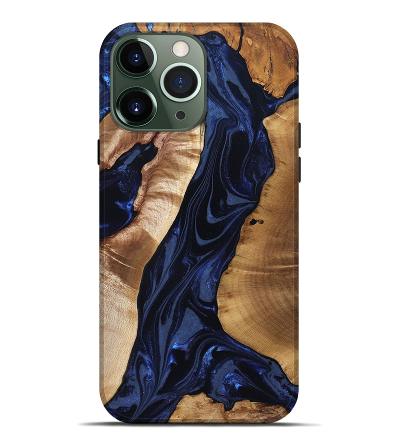 iPhone 13 Pro Max Wood Live Edge Phone Case - Evelin (Blue, 824311)
