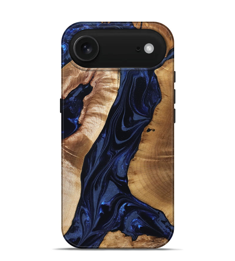 iPhone 17 Air Wood Live Edge Phone Case - Evelin (Blue, 824311)