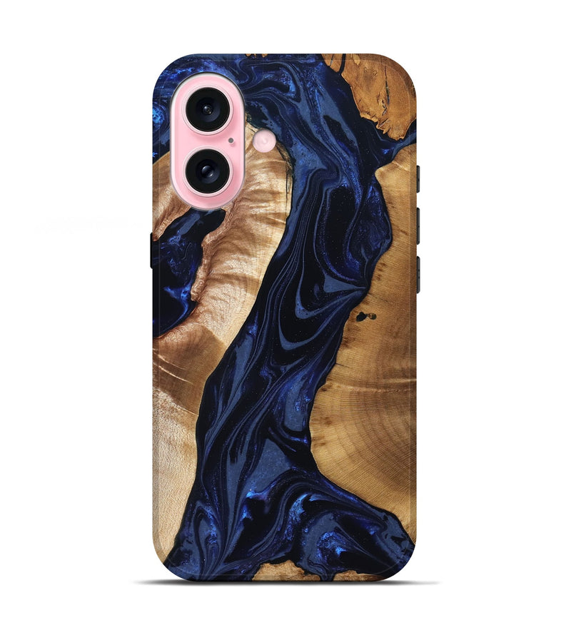 iPhone 17 Wood Live Edge Phone Case - Evelin (Blue, 824311)
