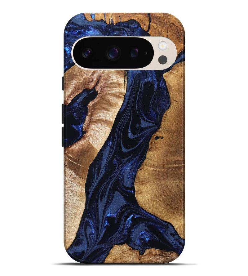 Pixel 9 Pro XL Wood Live Edge Phone Case - Evelin (Blue, 824311)