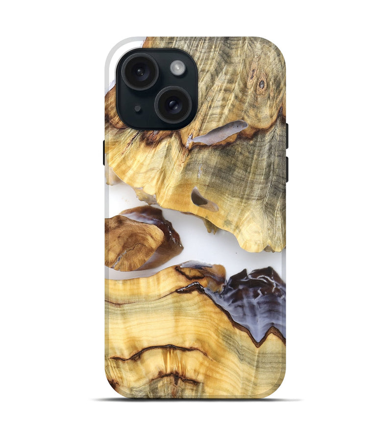 iPhone 15 Wood Live Edge Phone Case - Ariel (Clear, 824314)