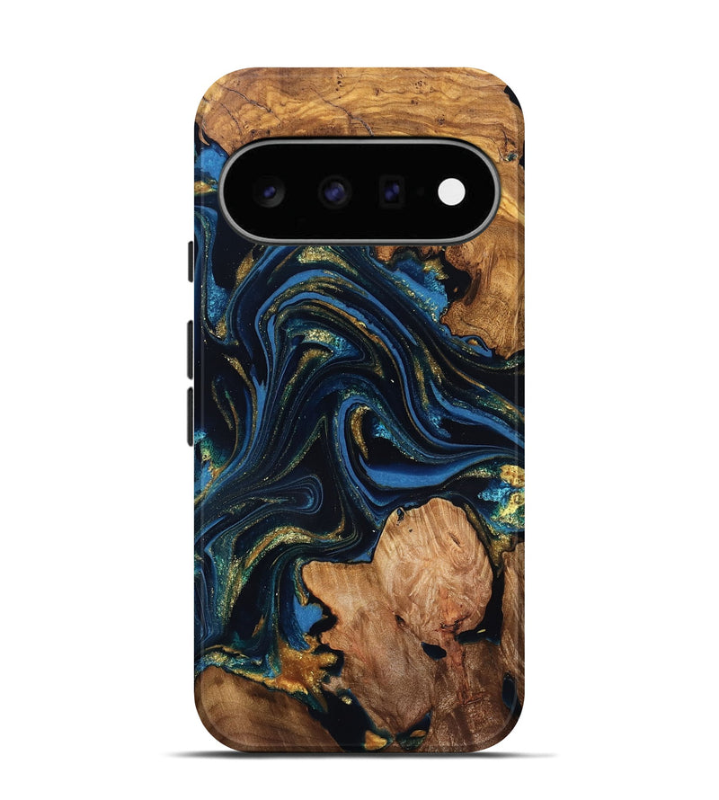 Pixel 11 Wood Live Edge Phone Case - Janene (Teal & Gold, 824317)