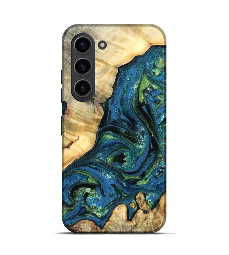 Galaxy S23 Wood Live Edge Phone Case - Ophelia (Teal & Gold, 824320)