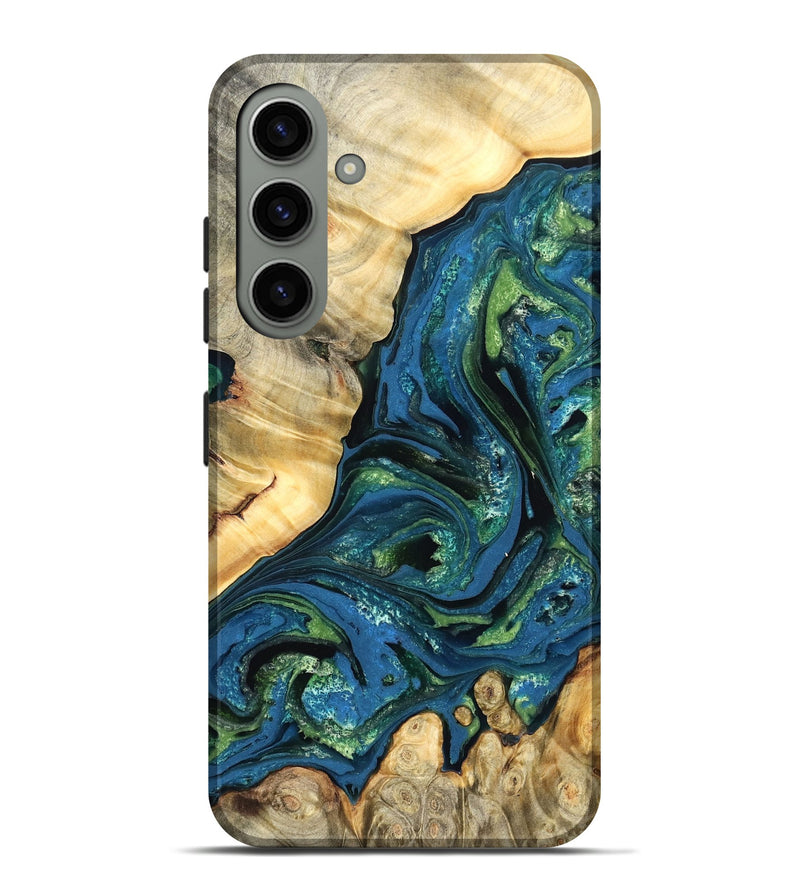 Galaxy S24 Plus Wood Live Edge Phone Case - Ophelia (Teal & Gold, 824320)