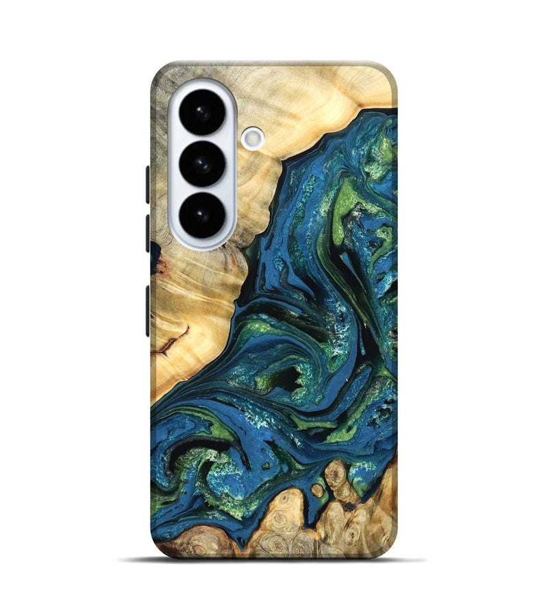 Galaxy S26 Wood Live Edge Phone Case - Ophelia (Teal & Gold, 824320)