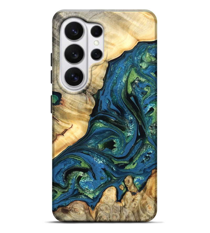 Galaxy S26 Ultra Wood Live Edge Phone Case - Ophelia (Teal & Gold, 824320)