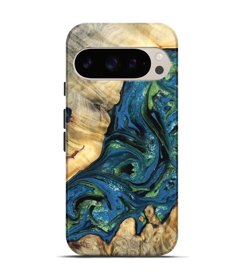 Pixel 10 Wood Live Edge Phone Case - Ophelia (Teal & Gold, 824320)