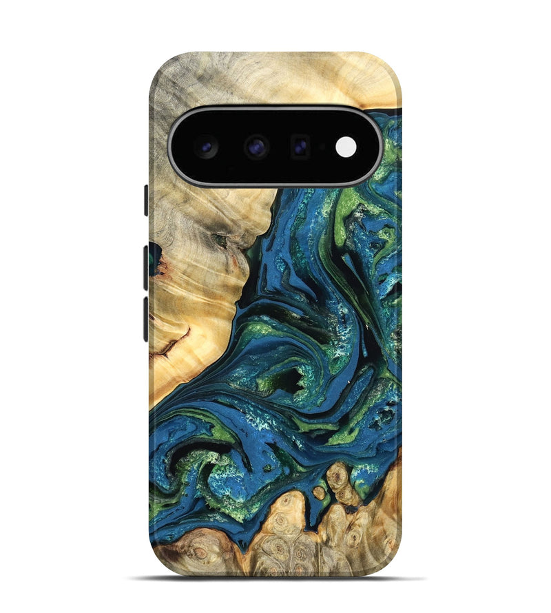 Pixel 11 Wood Live Edge Phone Case - Ophelia (Teal & Gold, 824320)