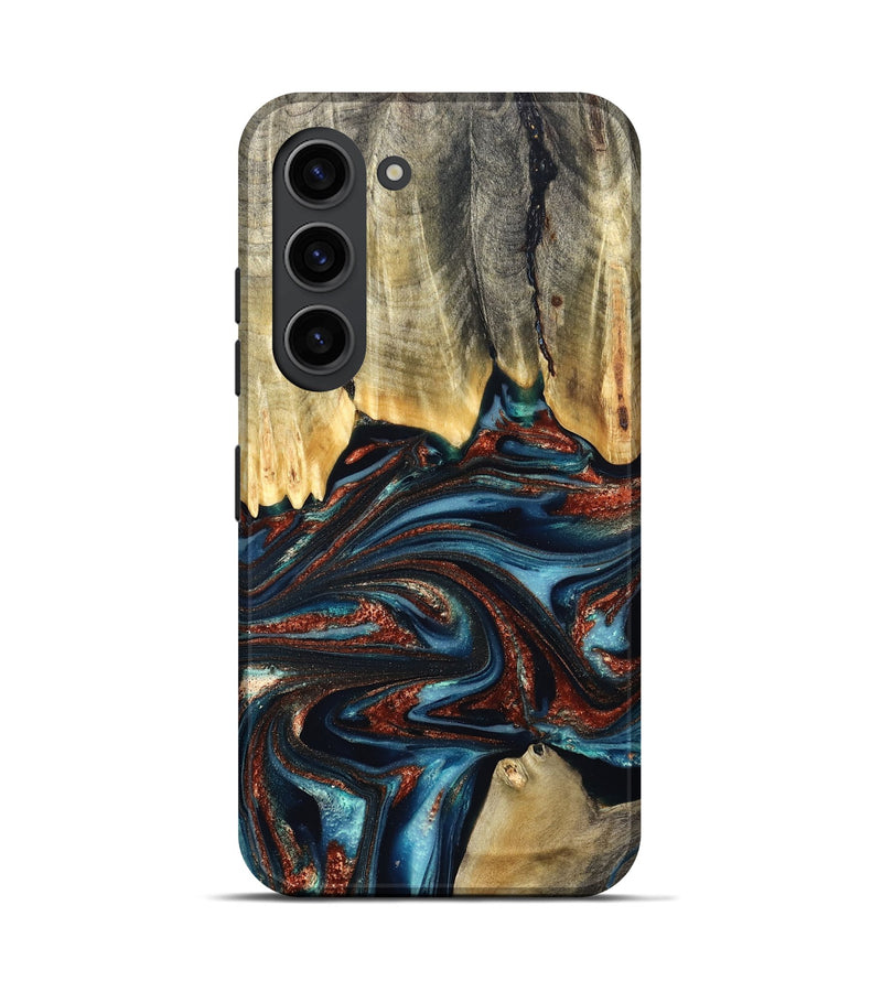 Galaxy S23 Wood Live Edge Phone Case - Quinton (Teal & Gold, 824321)