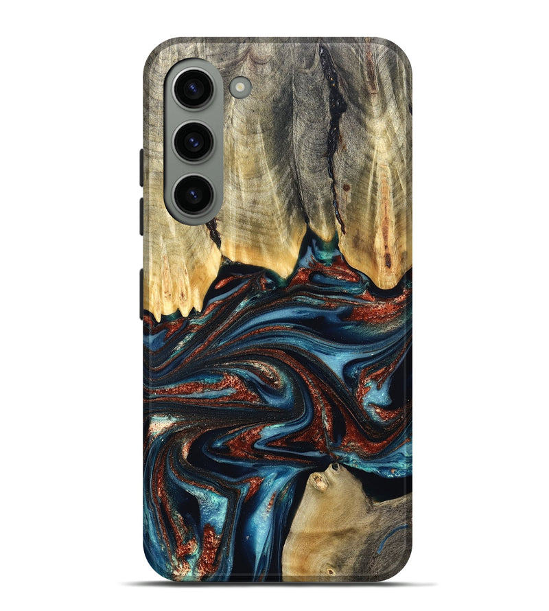 Galaxy S23 Plus Wood Live Edge Phone Case - Quinton (Teal & Gold, 824321)