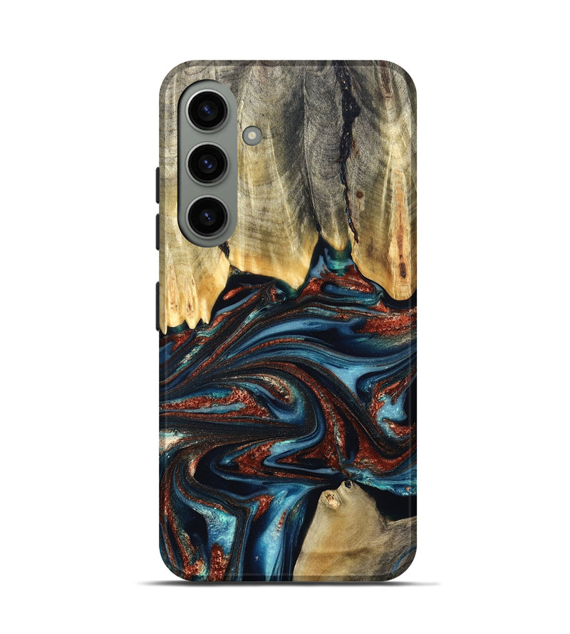 Galaxy S24 Wood Live Edge Phone Case - Quinton (Teal & Gold, 824321)