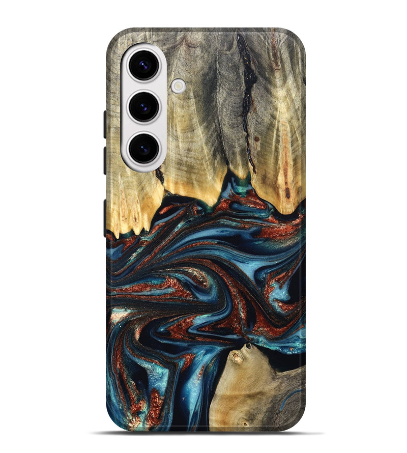 Galaxy S25 Plus Wood Live Edge Phone Case - Quinton (Teal & Gold, 824321)