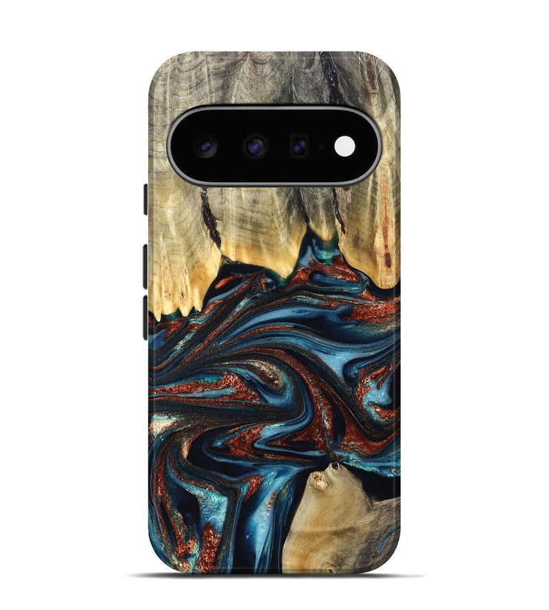 Pixel 11 Wood Live Edge Phone Case - Quinton (Teal & Gold, 824321)