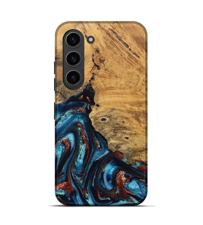 Galaxy S23 Wood Live Edge Phone Case - Adan (Teal & Gold, 824322)