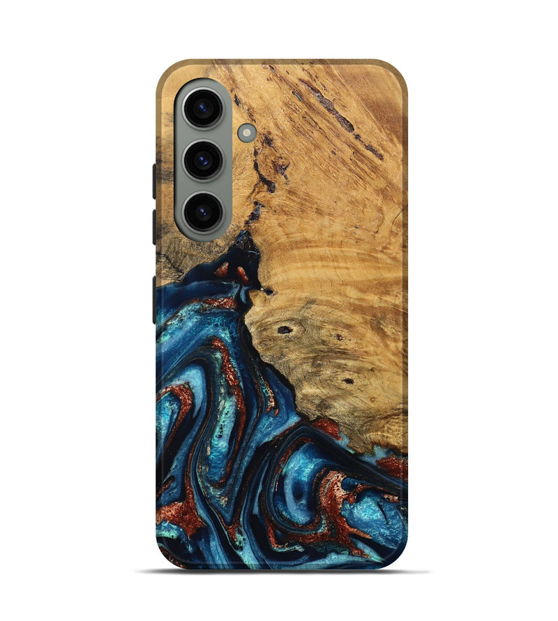 Galaxy S24 Wood Live Edge Phone Case - Adan (Teal & Gold, 824322)