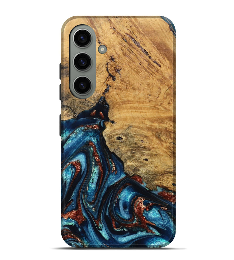 Galaxy S24 Plus Wood Live Edge Phone Case - Adan (Teal & Gold, 824322)