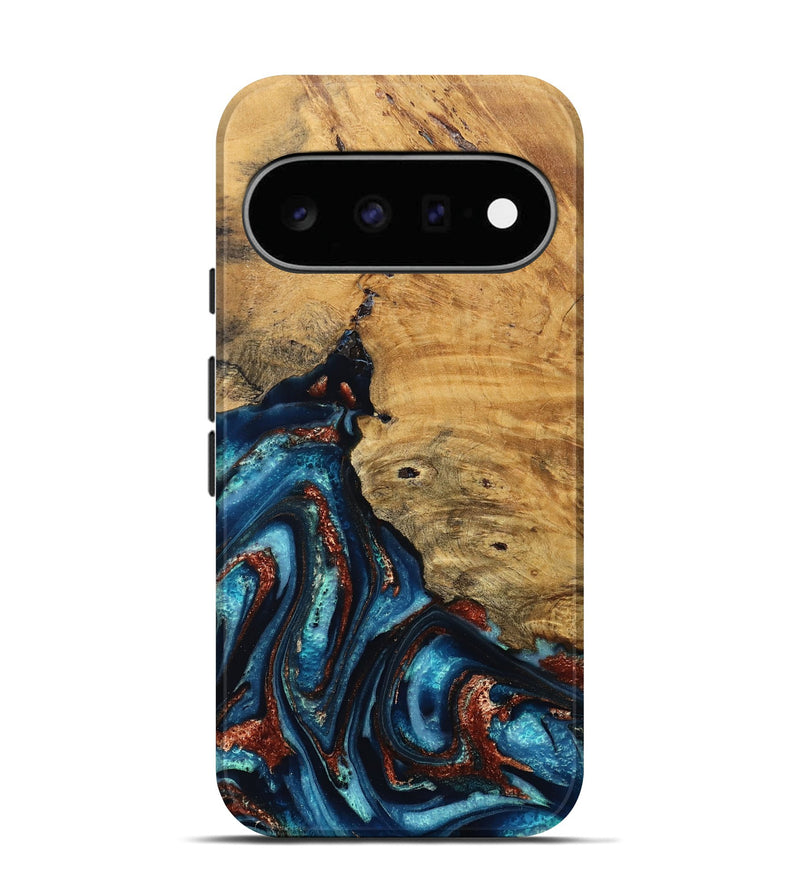 Pixel 11 Wood Live Edge Phone Case - Adan (Teal & Gold, 824322)