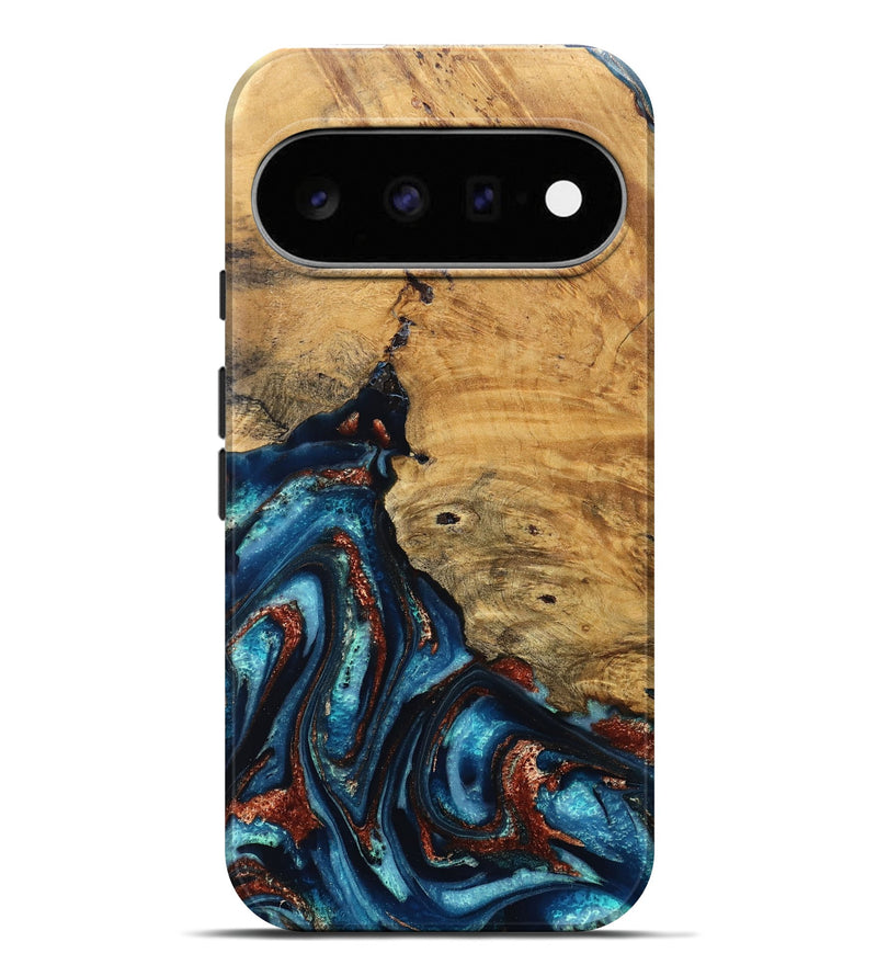 Pixel 11 Pro XL Wood Live Edge Phone Case - Adan (Teal & Gold, 824322)