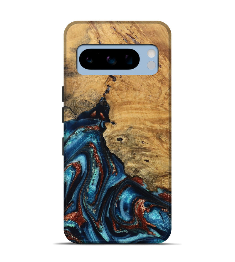 Pixel 8 Pro Wood Live Edge Phone Case - Adan (Teal & Gold, 824322)