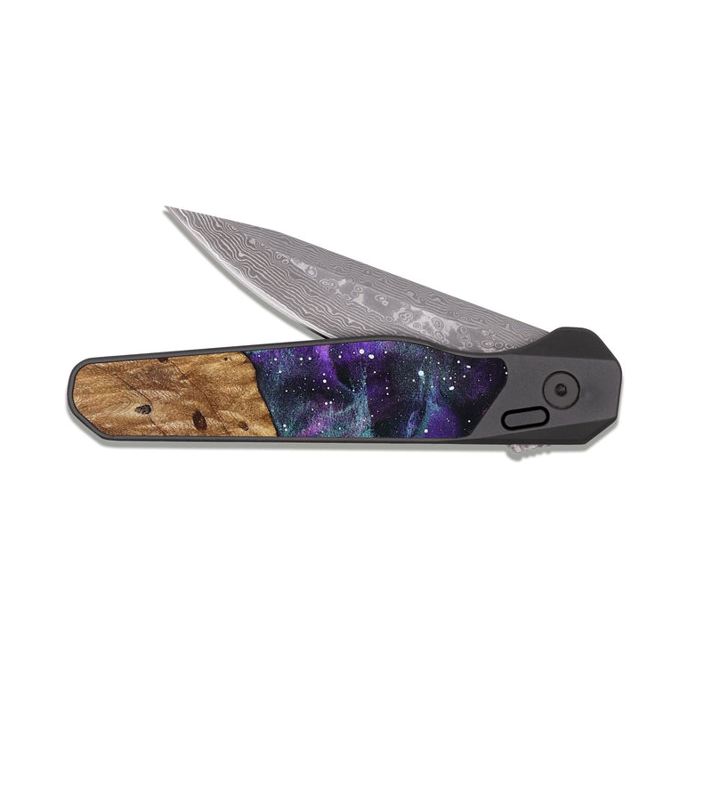 EDC Dark Damascus Wood Pocket Knife - Iyana (Cosmos, 824347)