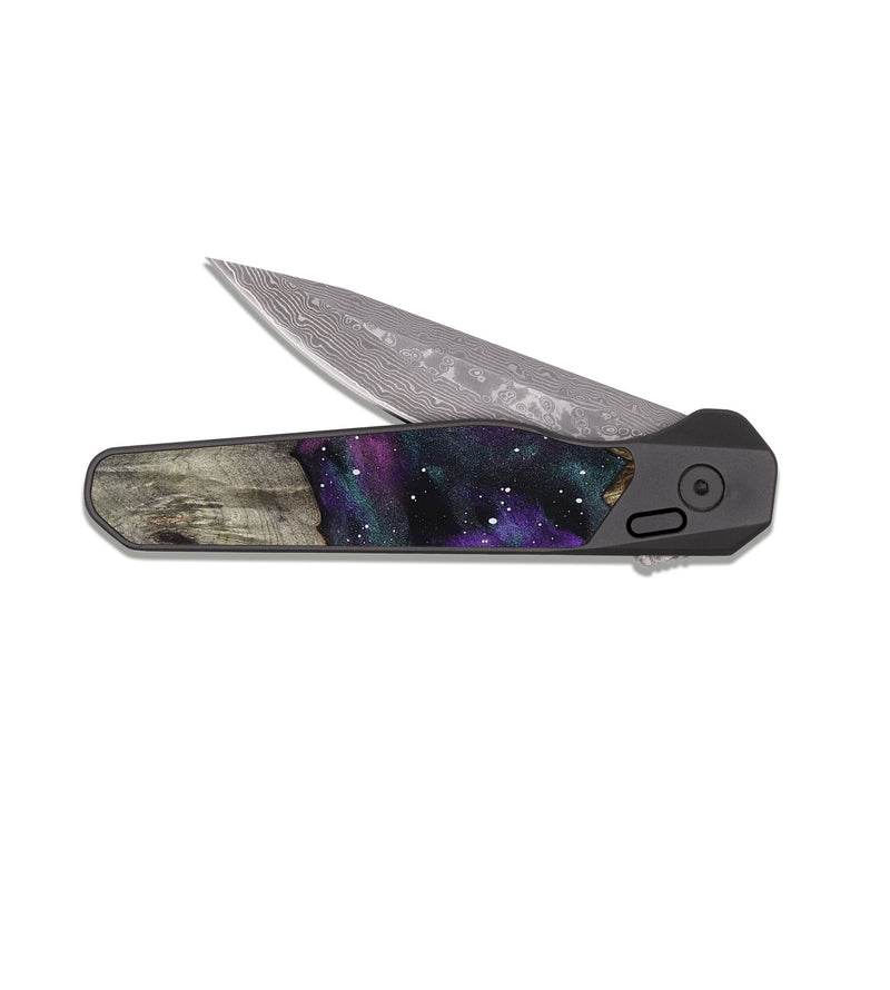 EDC Dark Damascus Wood Pocket Knife - Krysta (Cosmos, 824361)