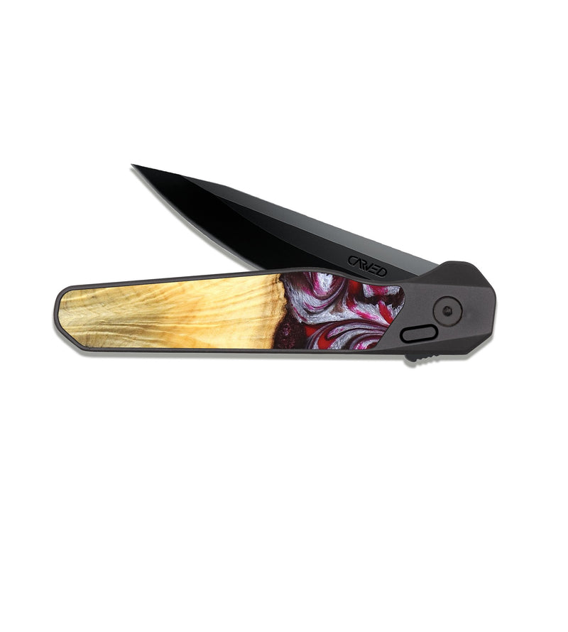 EDC Dark Slate Wood Pocket Knife - Shayne (Red, 824369)