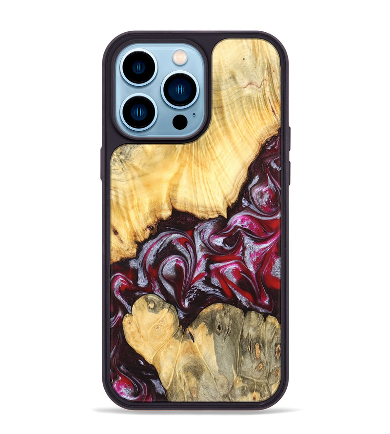 iPhone 14 Pro Max Wood Phone Case - Shayne (Red, 824369)