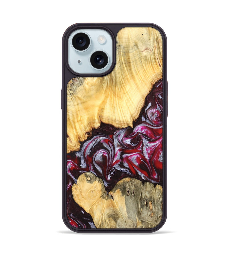 iPhone 15 Wood Phone Case - Shayne (Red, 824369)