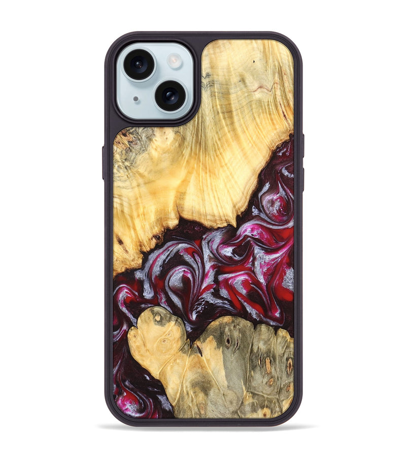 iPhone 15 Plus Wood Phone Case - Shayne (Red, 824369)