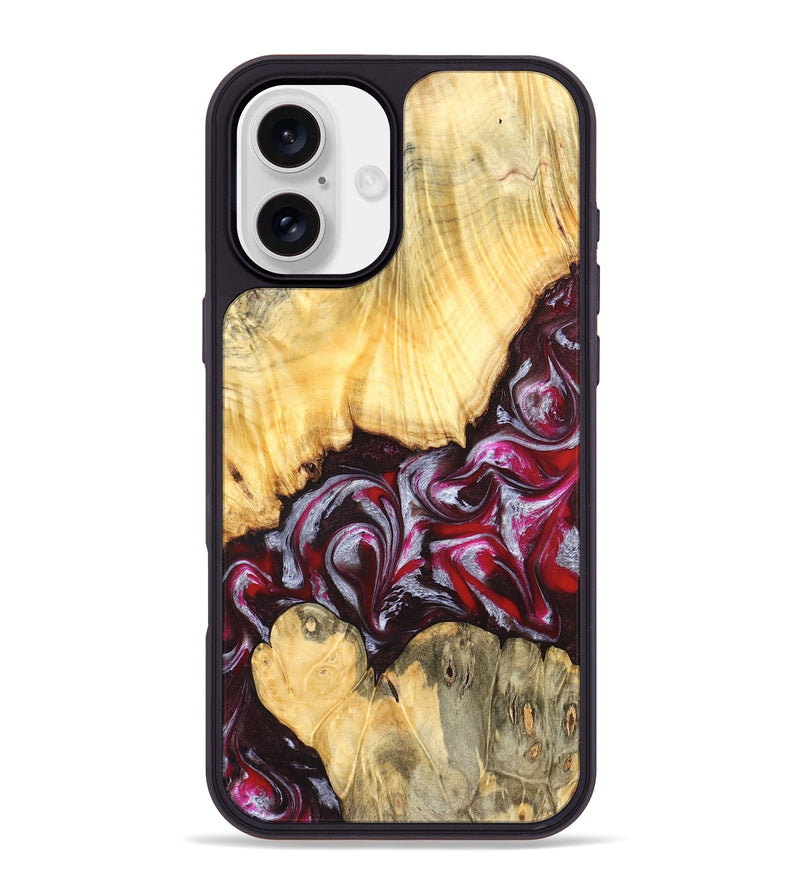 iPhone 16 Plus Wood Phone Case - Shayne (Red, 824369)