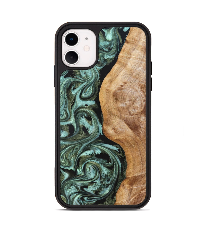 iPhone 11 Wood Phone Case - Amos (Green, 824374)