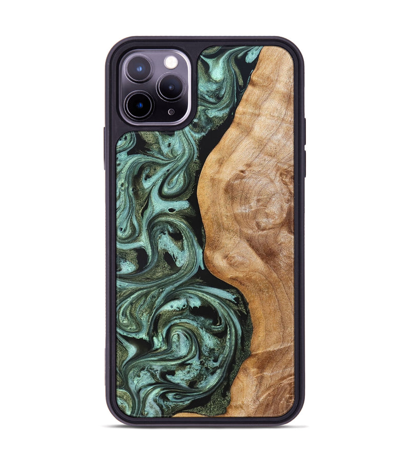 iPhone 11 Pro Max Wood Phone Case - Amos (Green, 824374)