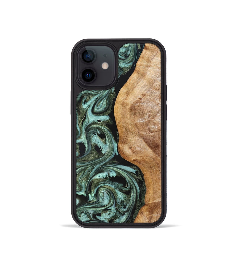 iPhone 12 mini Wood Phone Case - Amos (Green, 824374)