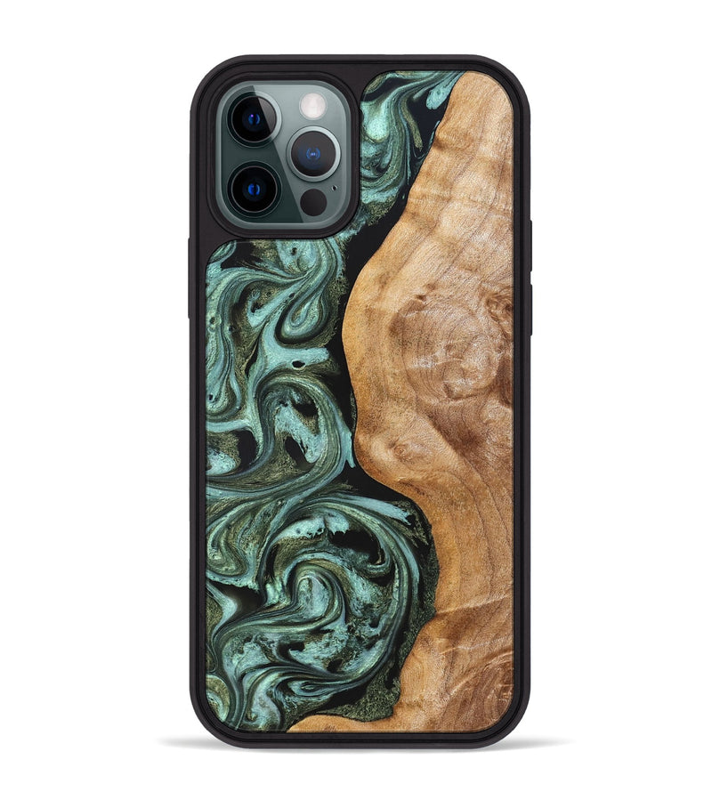 iPhone 12 Pro Max Wood Phone Case - Amos (Green, 824374)