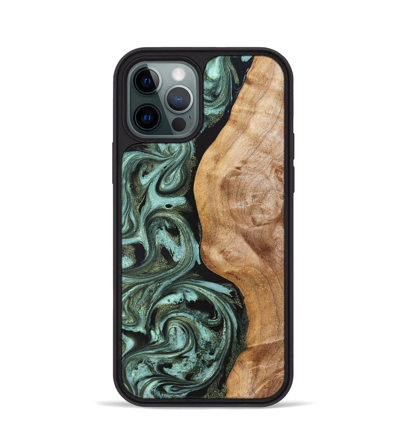 iPhone 12 Pro Wood Phone Case - Amos (Green, 824374)