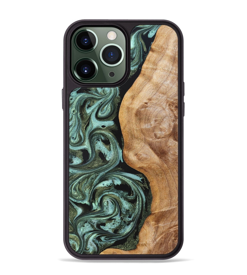 iPhone 13 Pro Max Wood Phone Case - Amos (Green, 824374)