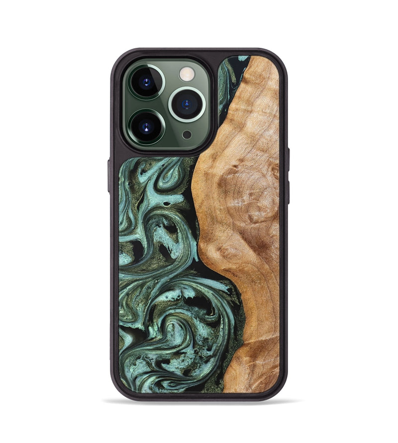 iPhone 13 Pro Wood Phone Case - Amos (Green, 824374)